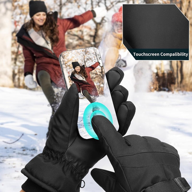 Odtmger Ski Gloves,Waterproof, Touchscreen-Compatible, Winter Warm Cotton Filled, Anti-Loss Rope for Parent Child - Image 5
